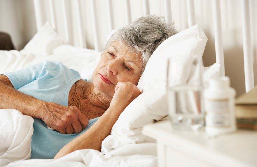 A woman having difficulty sleeping